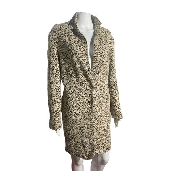Anthropologie Cartonnier Rowan Leopard Jacket Size S Trench Coat Shimmer Sparkle - Picture 1 of 16